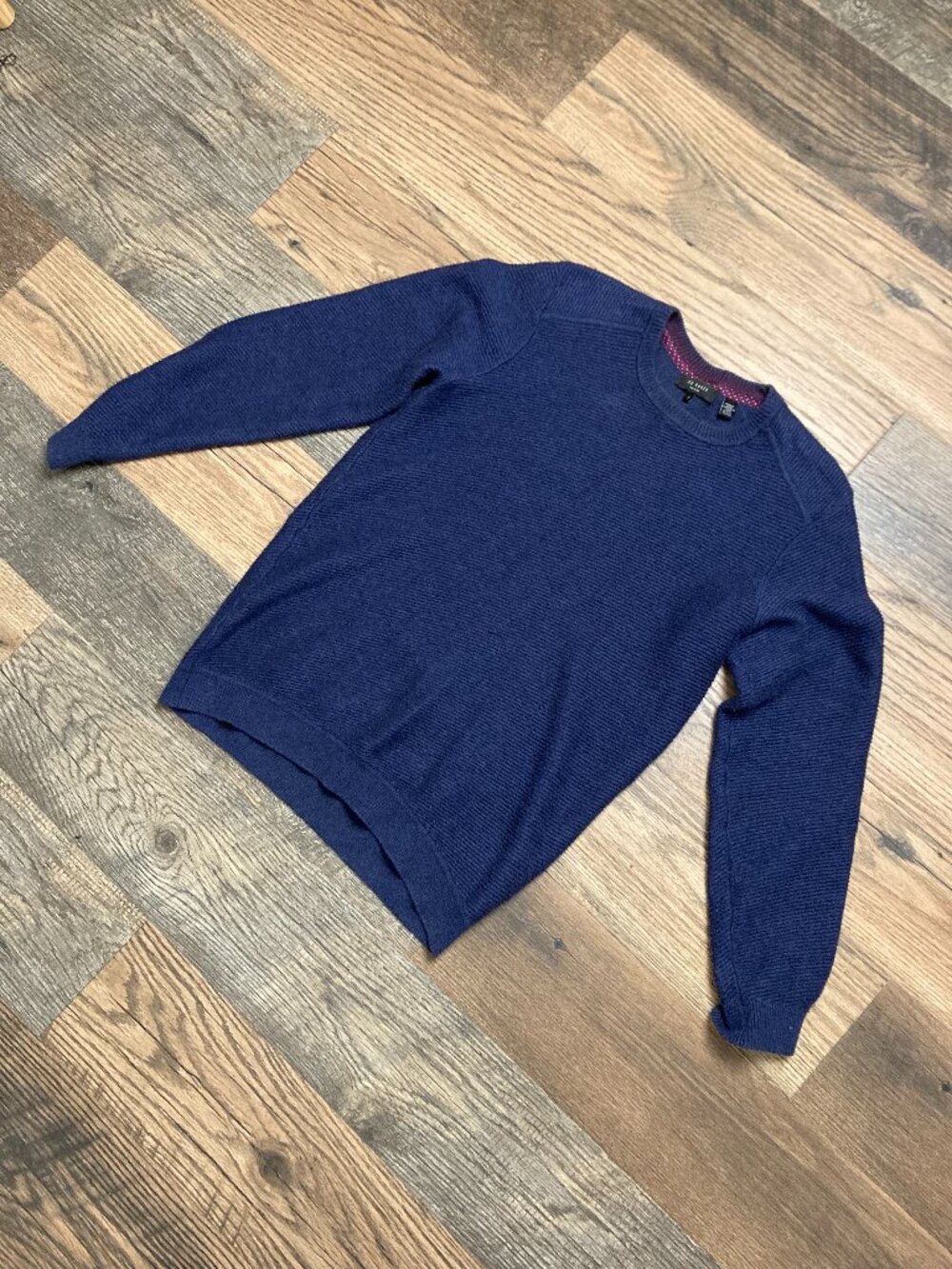 Ted Baker London Men’s Size 2 Navy Blue Cotton Wool Blend Crewneck Sweater
